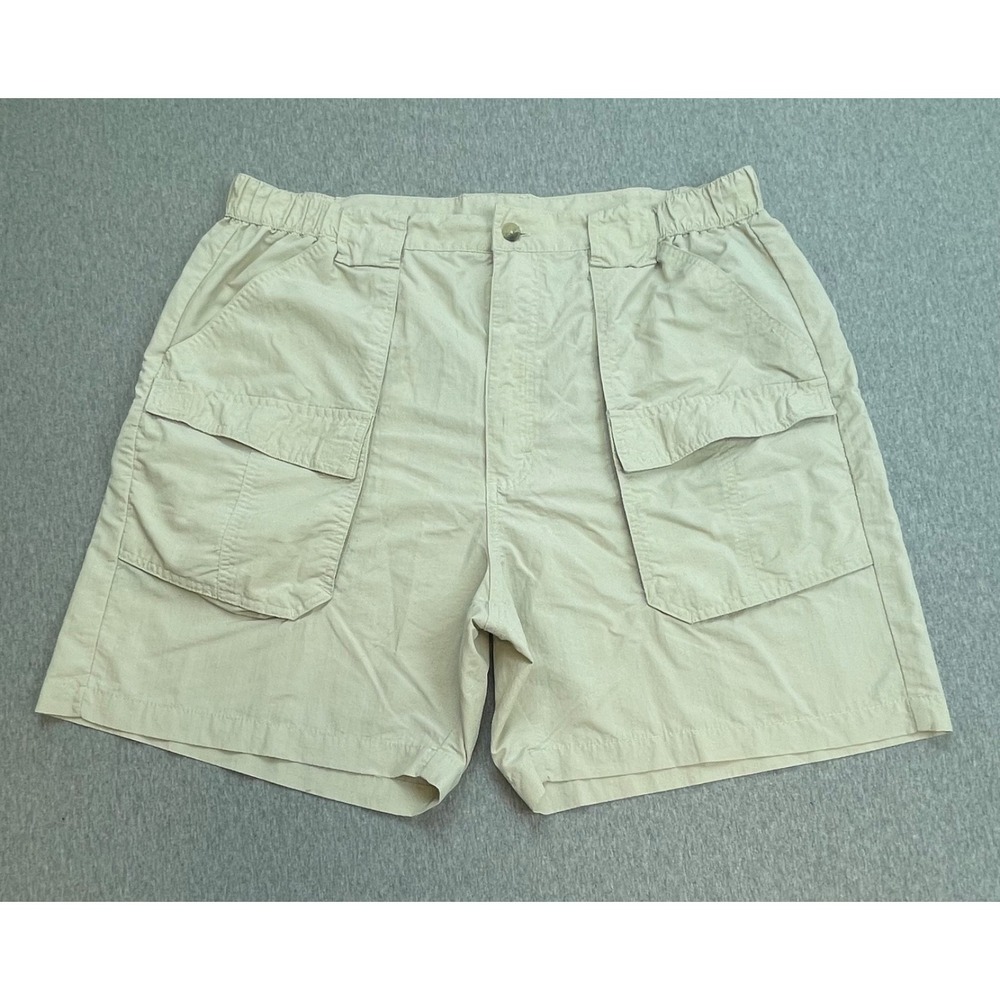 Bimini Bay Shorts‎ Mens 38 Beige Performance Cargo Elastic Band 7" Inseam